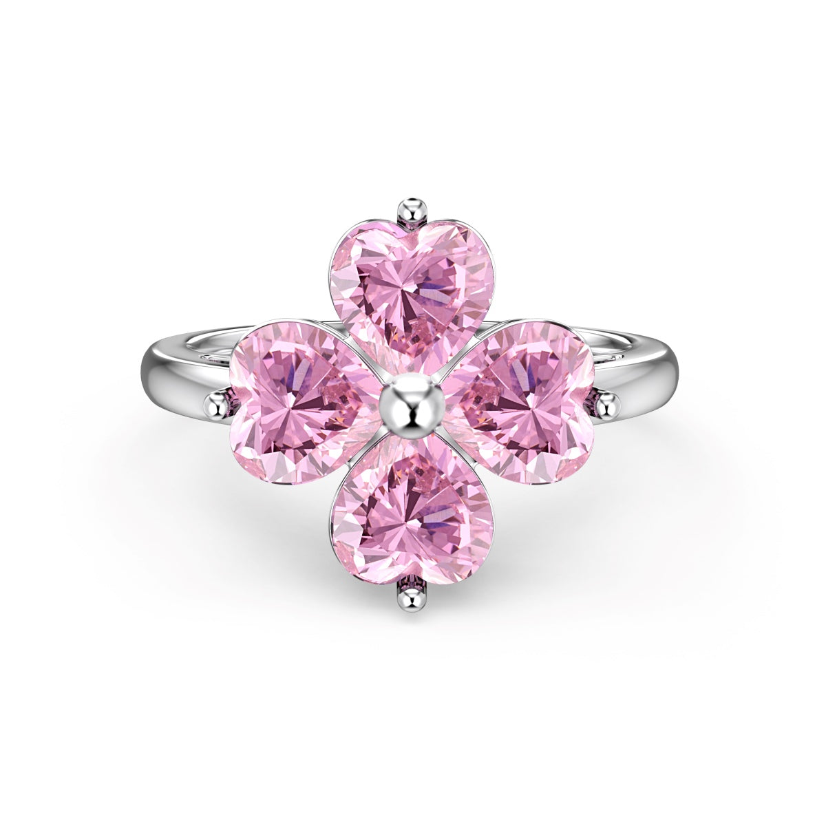 [OAK JURI]Heart-shaped Four-Leaf Clover Ball Ring