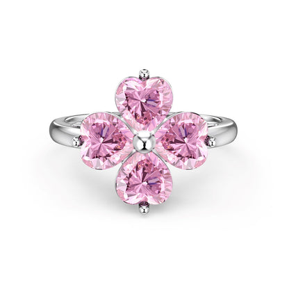 [OAK JURI]Heart-shaped Four-Leaf Clover Ball Ring