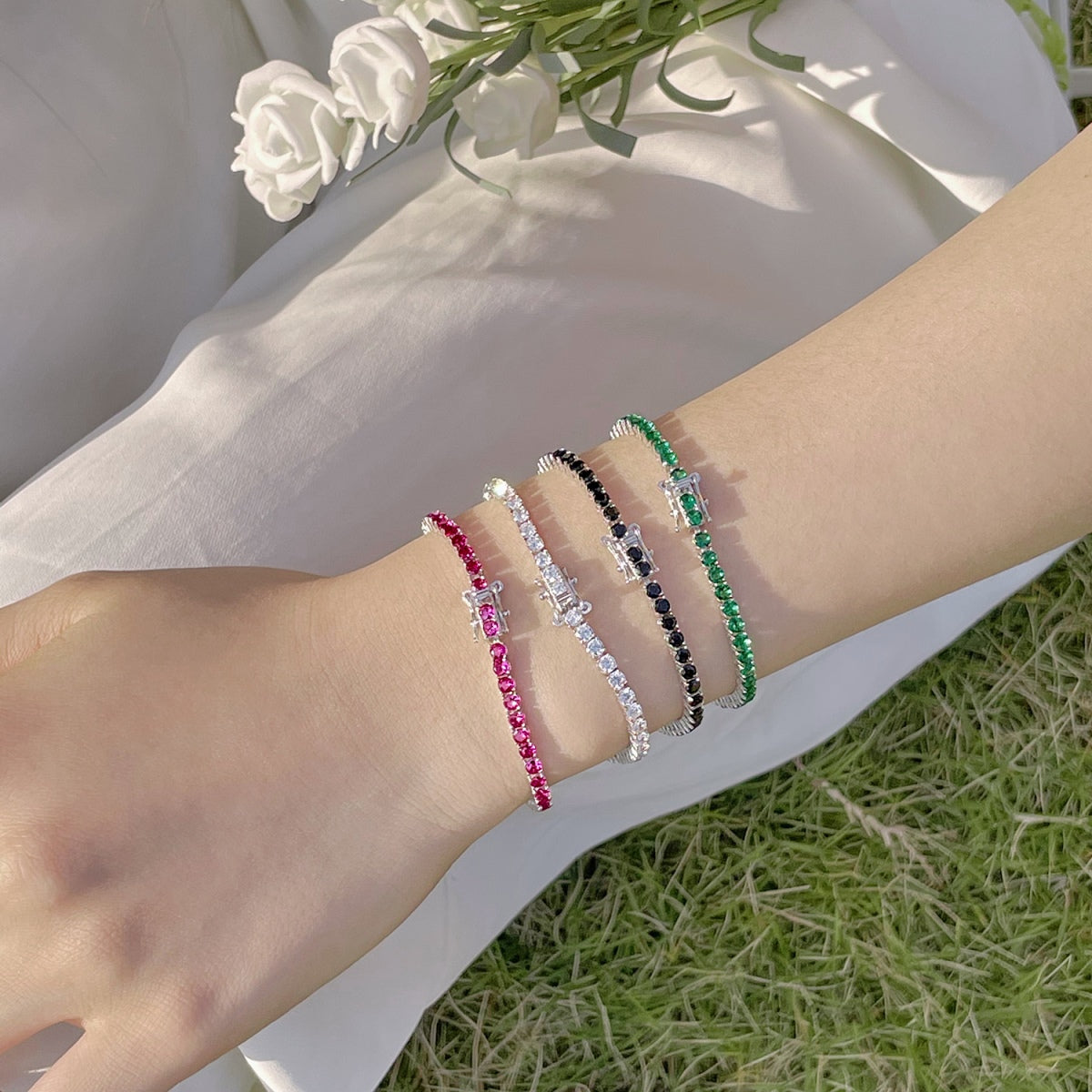 [OAK JURI]Radiant Colorful Round Cut Party Bracelet