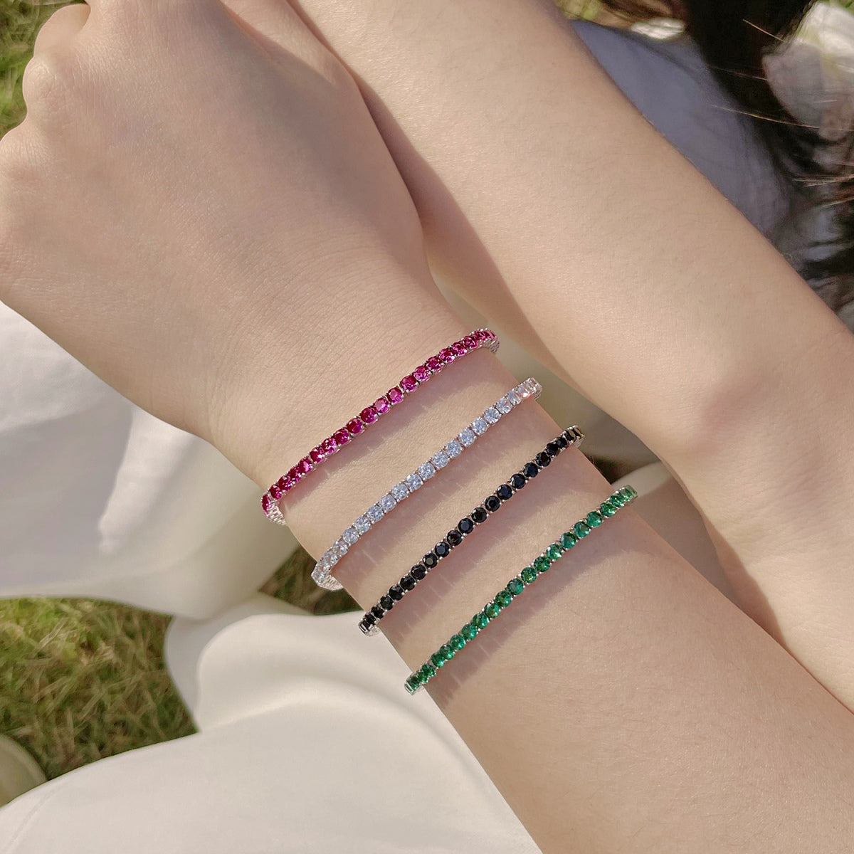 [OAK JURI]Radiant Colorful Round Cut Party Bracelet