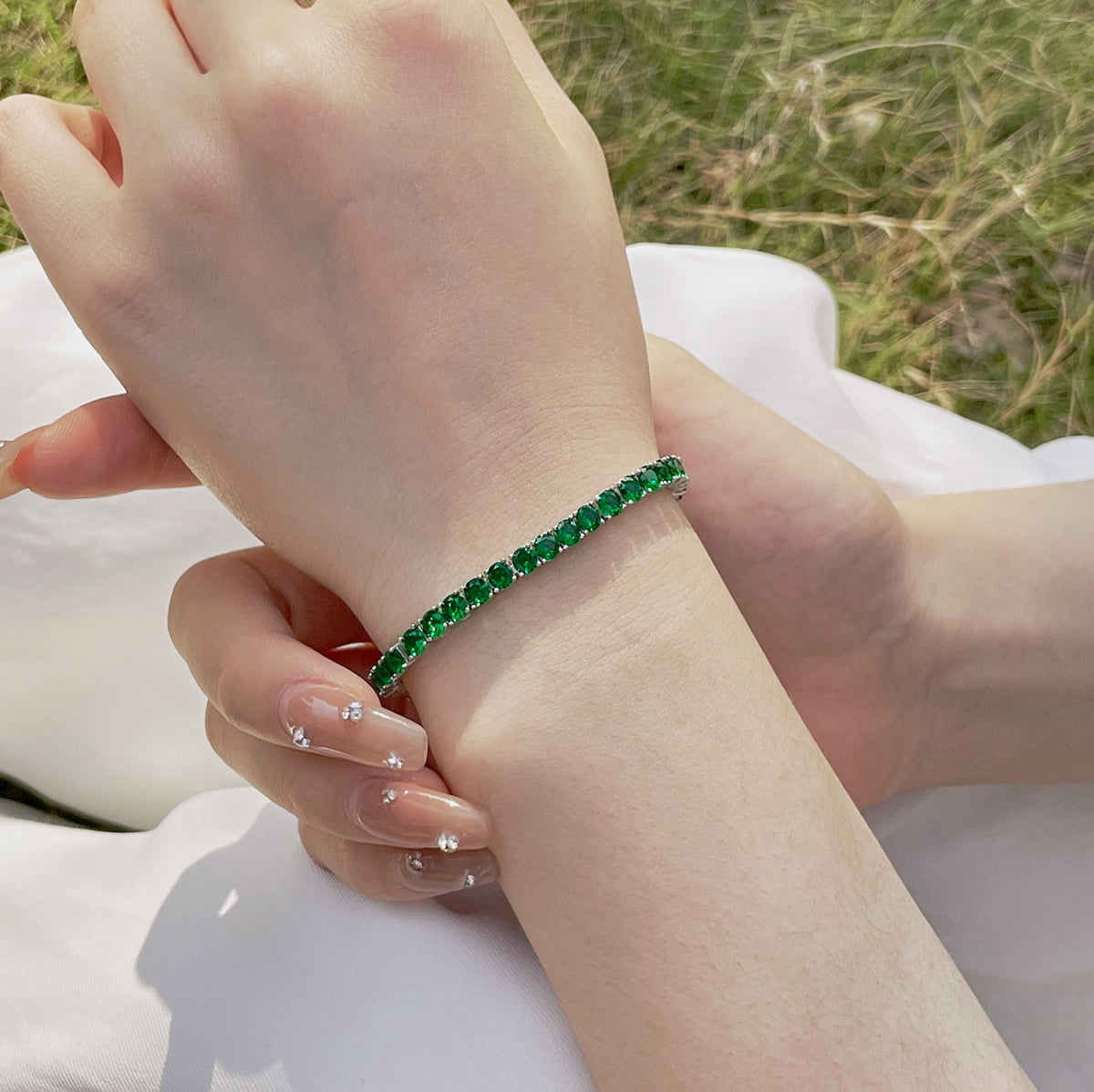 [OAK JURI]Radiant Colorful Round Cut Party Bracelet