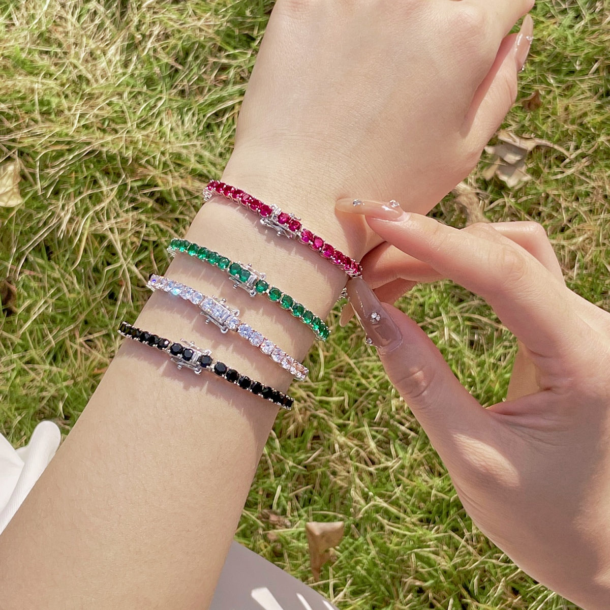 [OAK JURI]Radiant Colorful Round Cut Party Bracelet