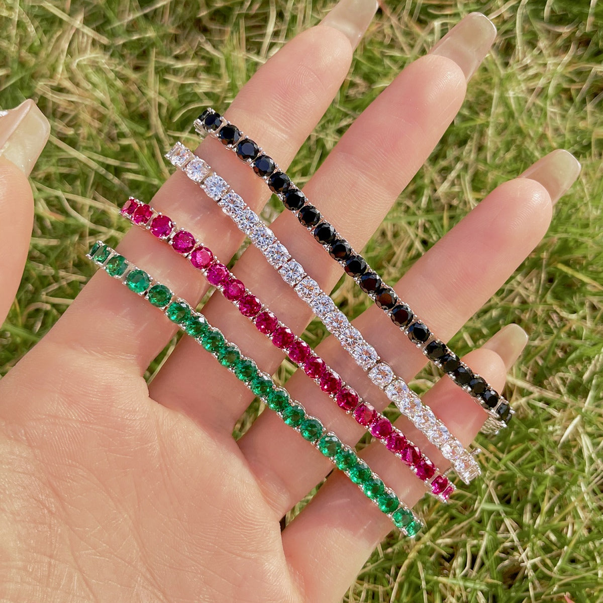 [OAK JURI]Radiant Colorful Round Cut Party Bracelet