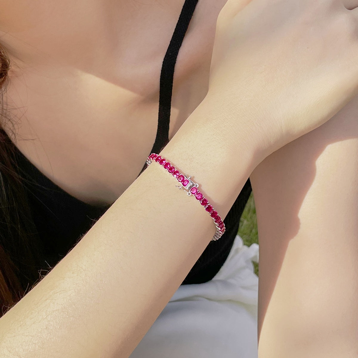 [OAK JURI]Radiant Colorful Round Cut Party Bracelet