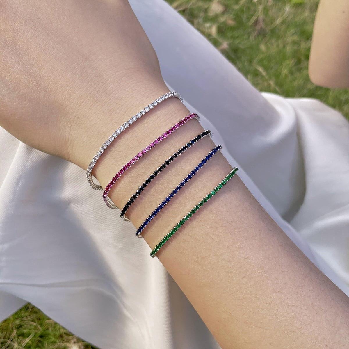 [OAK JURI]Radiant Colorful Round Cut Party Bracelet
