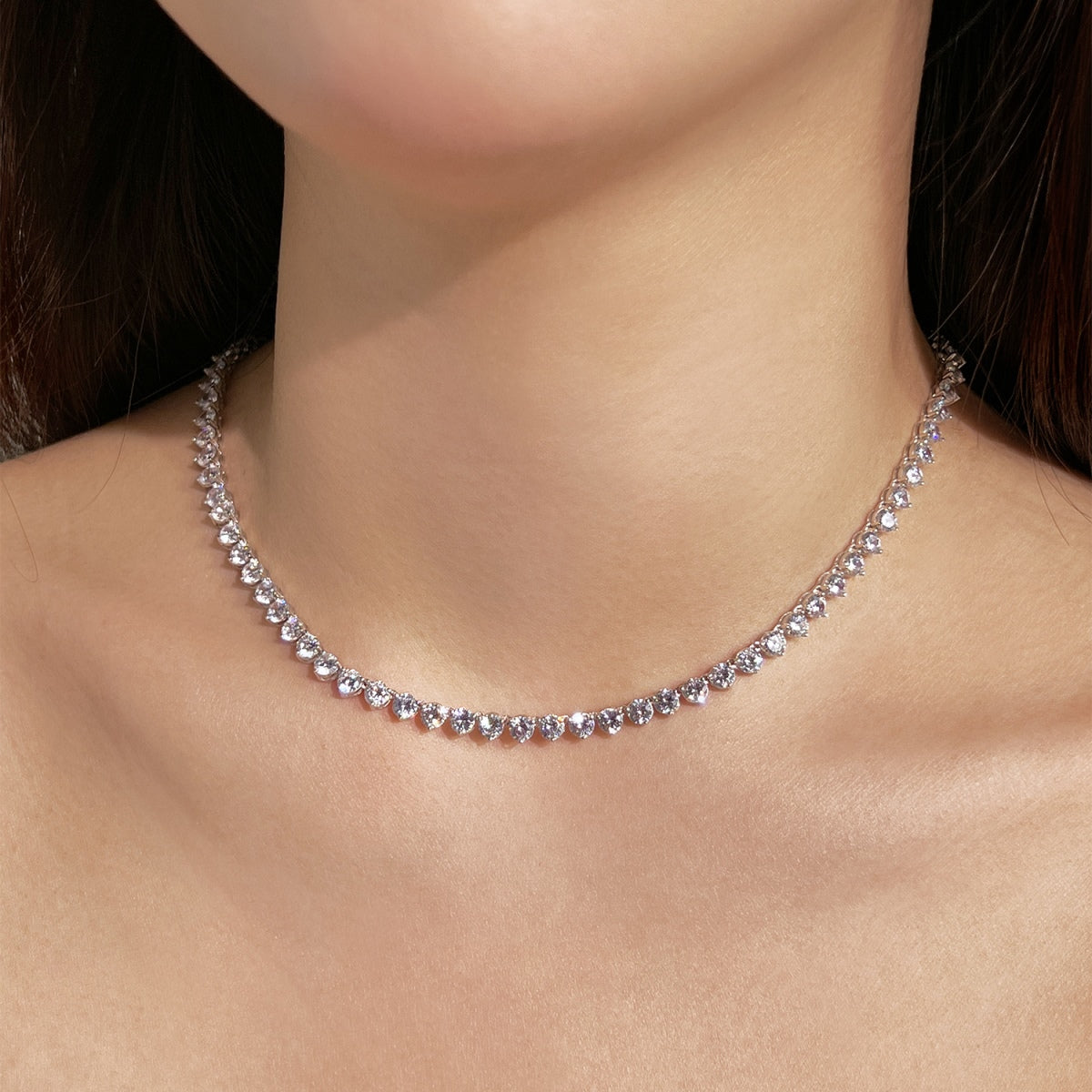 [OAK JURI]Ornate Heart Cut Tennis Necklace