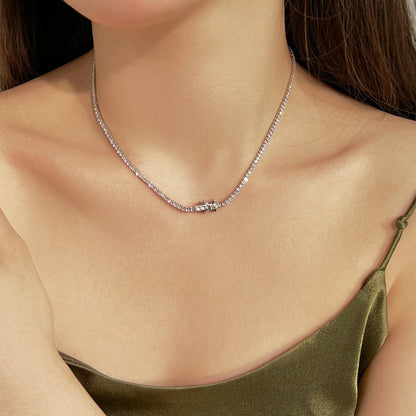 [OAK JURI]Delicate Round Shape Tennis Necklace