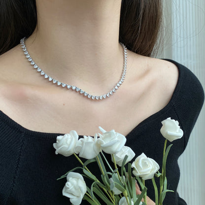 [OAK JURI]Ornate Heart Cut Tennis Necklace