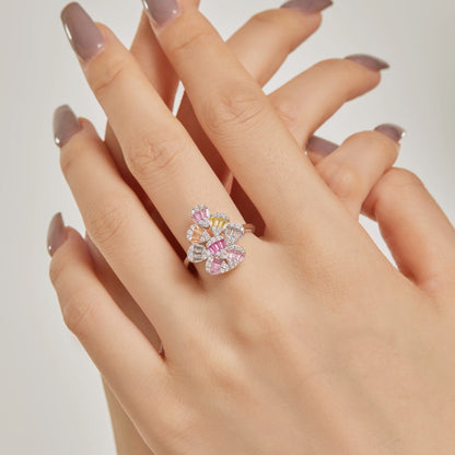 [OAK JURI]Sparkling Colorful Water Drop Shape Daily Ring