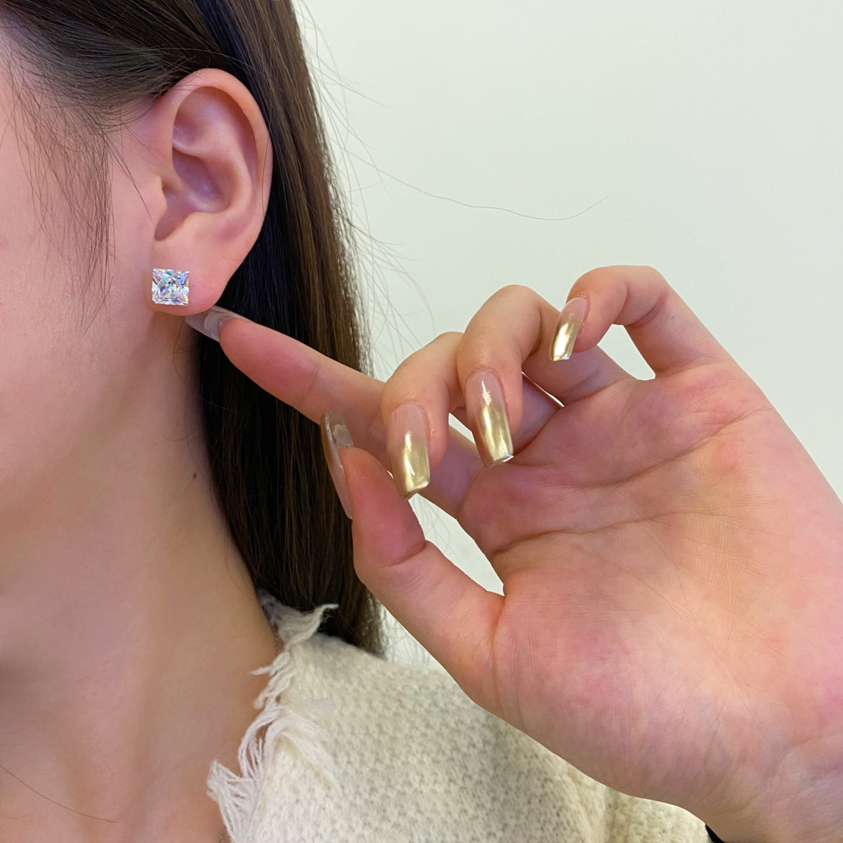 [OAK JURI]Ornate Square Shape Earrings