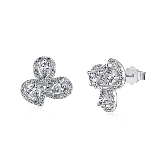 [OAK JURI]Ornate Flower Shape Pear Cut Lover Earrings