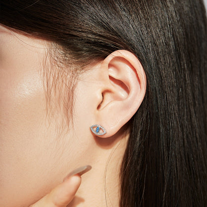[OAK JURI]Blue Devil Eyes Hollow Stud Earrings