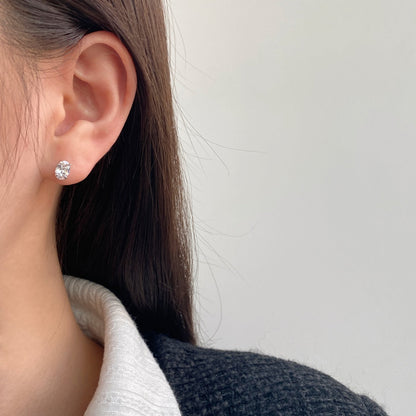 [OAK JURI]Oval Classic Dignified Elegant Earrings