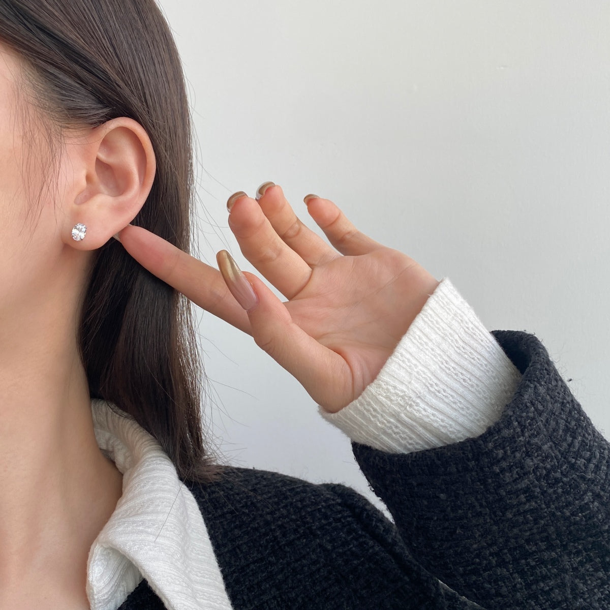 [OAK JURI]Oval Classic Dignified Elegant Earrings
