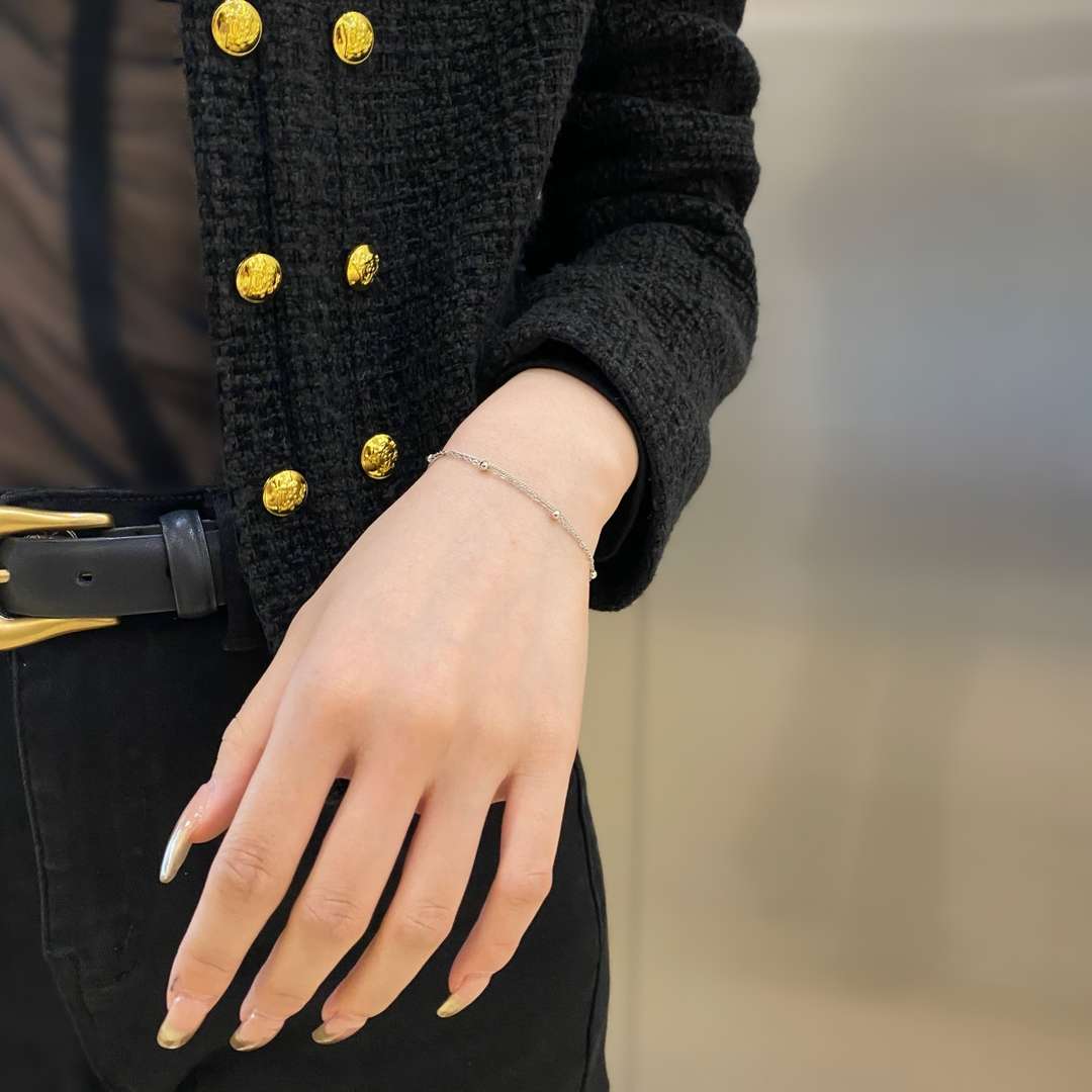 [OAK JURI]Delicate Bead Double Layer Bracelet