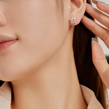 [OAK JURI]Ornate Colorful Octagon Shape Daily Earrings