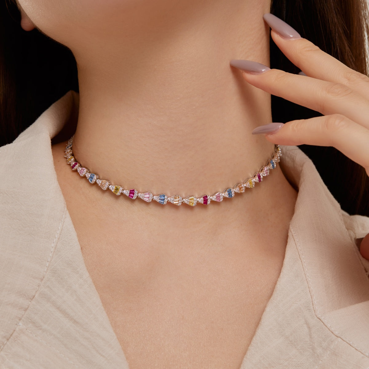 [OAK JURI]Radiant Colorful Rainbow Necklace