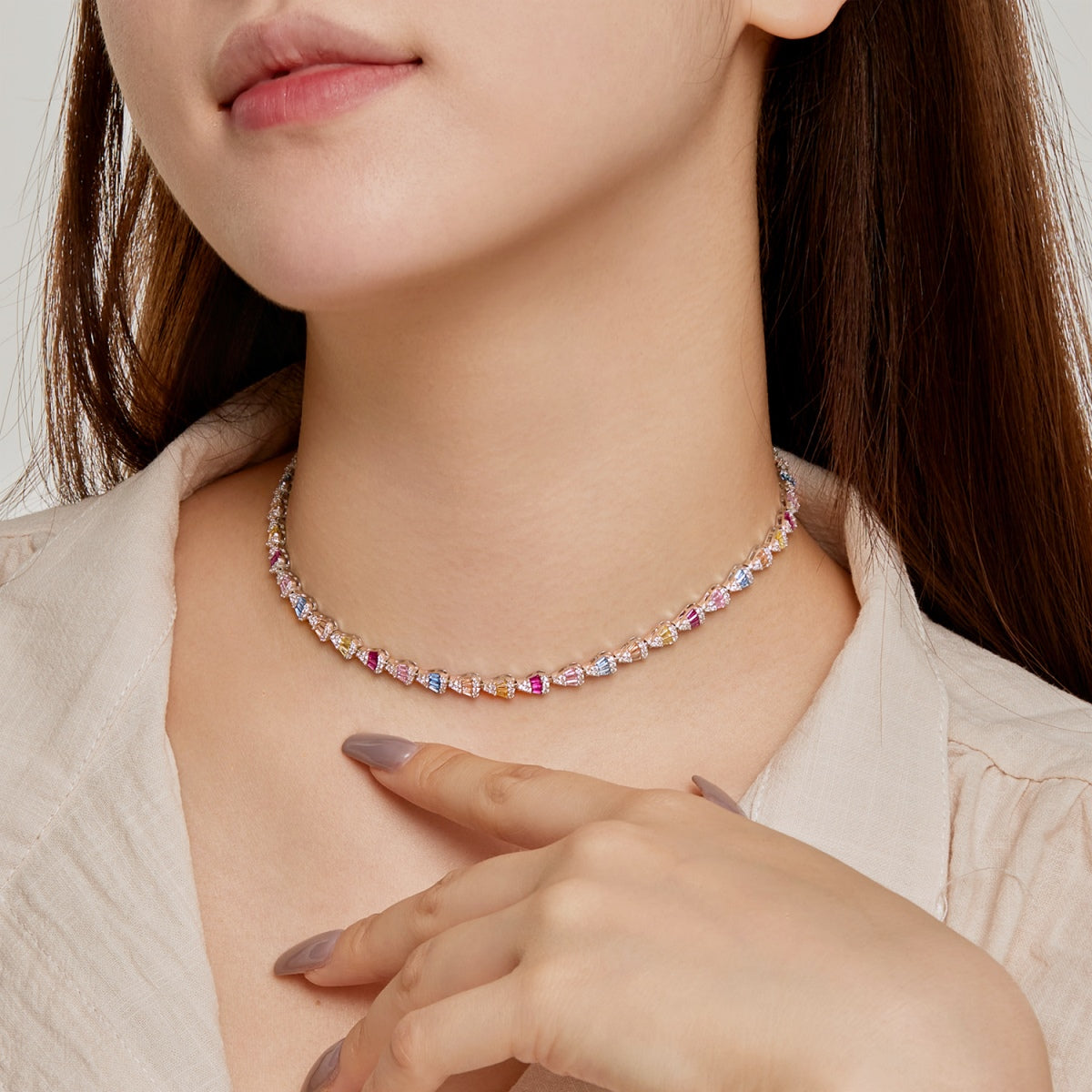 [OAK JURI]Radiant Colorful Rainbow Necklace