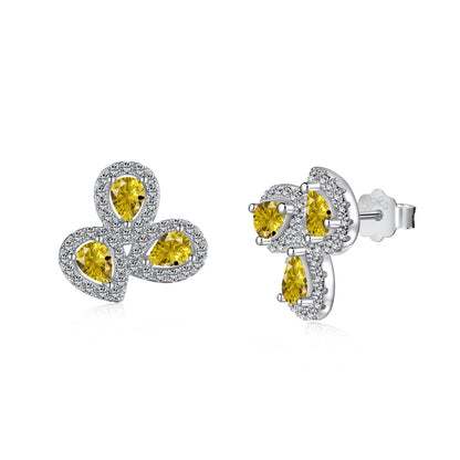 [OAK JURI]Ornate Flower Shape Pear Cut Lover Earrings