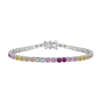 [OAK JURI]Radiant Colorful Round Cut Tennis Bracelet