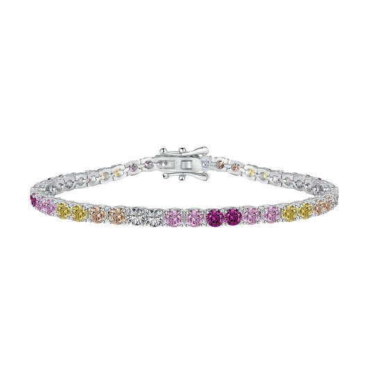 [OAK JURI]Radiant Colorful Round Cut Tennis Bracelet