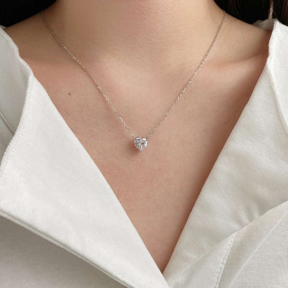 [OAK JURI]Heart Shape Main Stone Pendant Collarbone Necklace