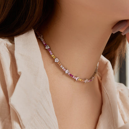 [OAK JURI]Delicate Colorful Rainbow Tennis Chain