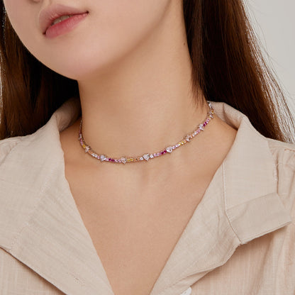 [OAK JURI]Delicate Colorful Rainbow Tennis Chain