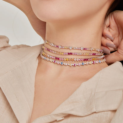[OAK JURI]Delicate Colorful Rainbow Tennis Chain