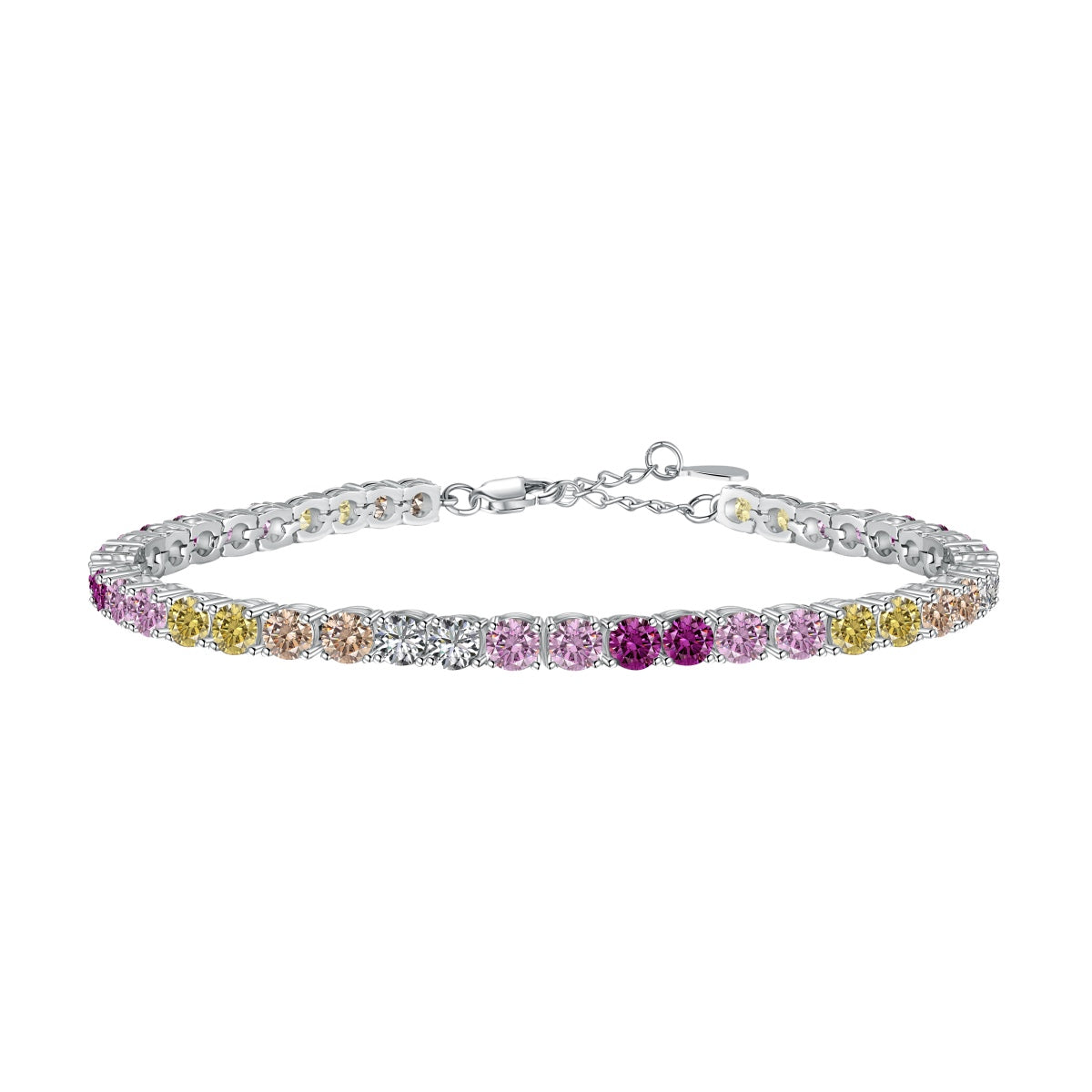[OAK JURI]Radiant Colorful Round Cut Tennis Bracelet