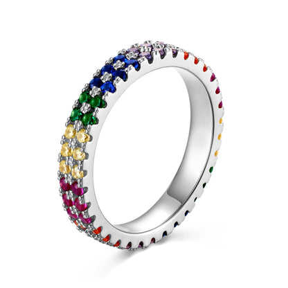 [OAK JURI]Unique Colorful Round Cut Tennis Ring