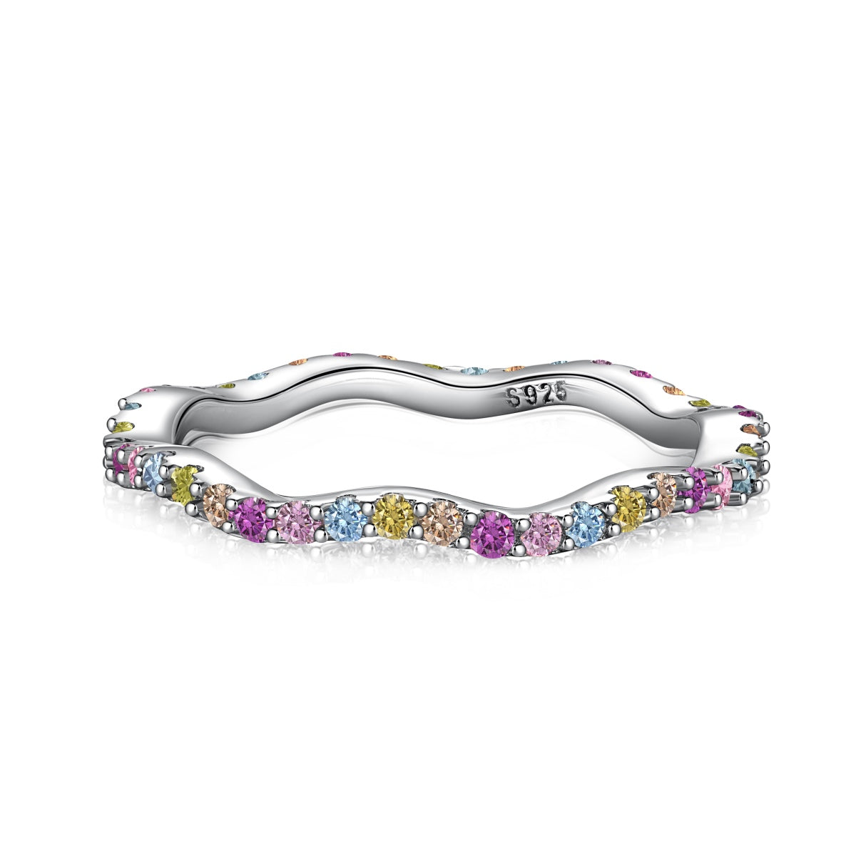 [OAK JURI]Dainty Colorful Round Cut Party Ring