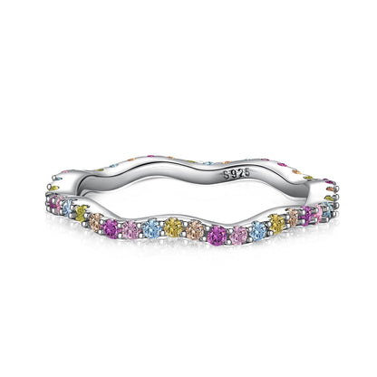 [OAK JURI]Dainty Colorful Round Cut Party Ring