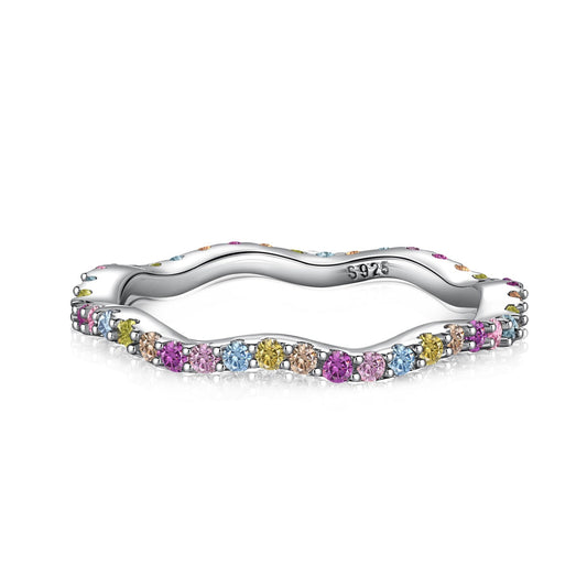 [OAK JURI]Dainty Colorful Round Cut Party Ring