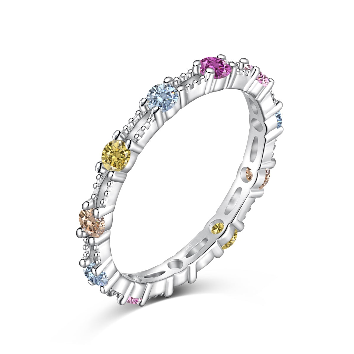 [OAK JURI]Sparkling Colorful Round Cut Tennis Ring