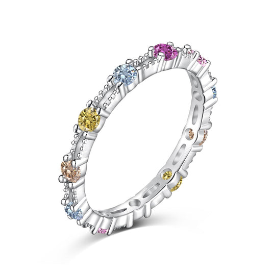 [OAK JURI]Sparkling Colorful Round Cut Tennis Ring