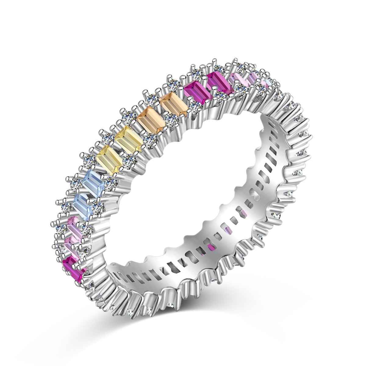 [OAK JURI]Splashy Ornate Emerald Cut Cocktail Ring