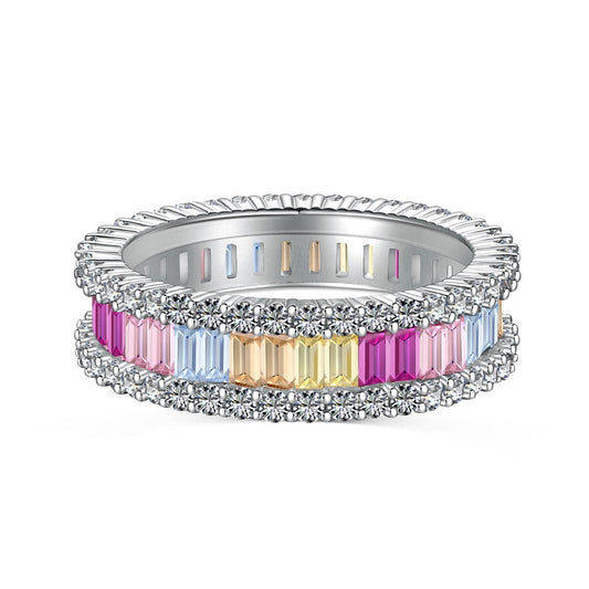 [OAK JURI]Dainty Kaleidoscopic Emerald Cut Daily Ring