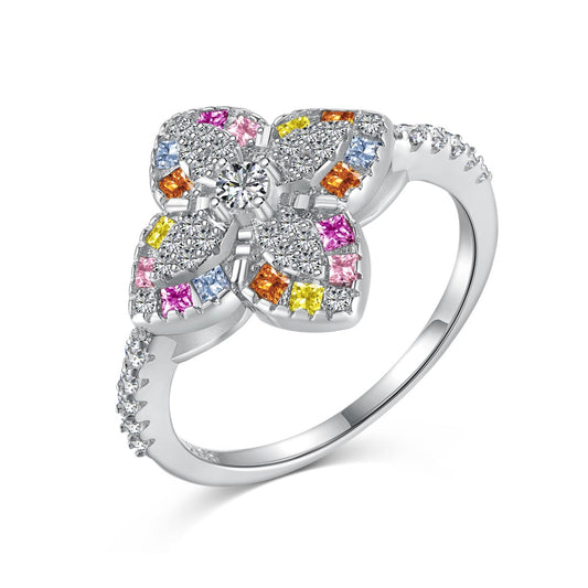 [OAK JURI]Luxurious Colorful Flower Shape Banquet Ring