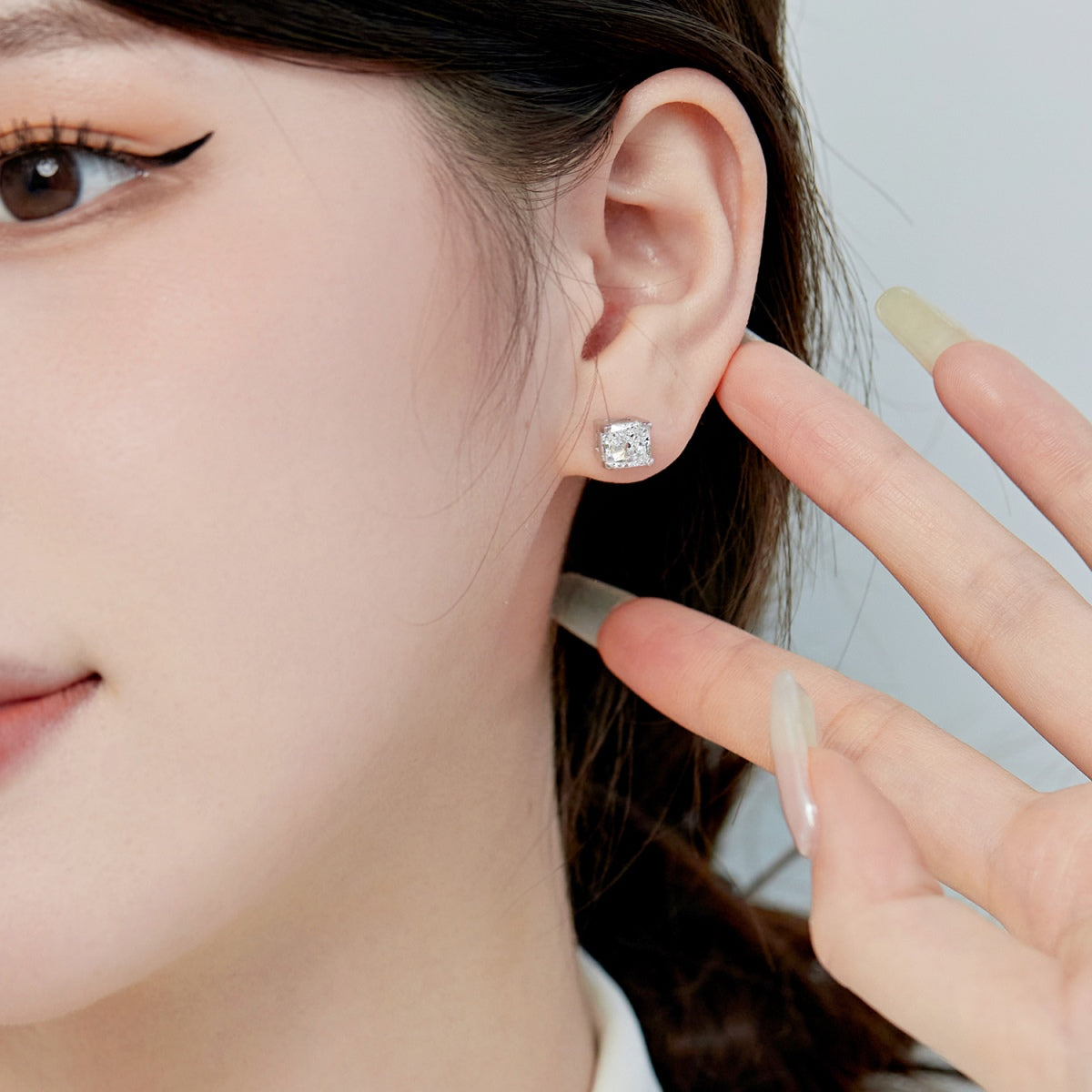 [OAK JURI]1.0 Carat Radiant Princess Cut Wedding Earrings