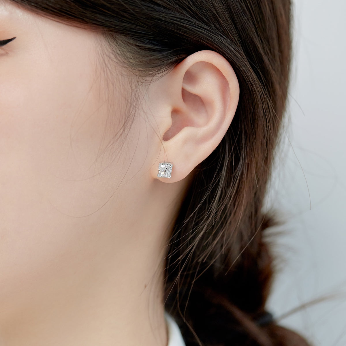 [OAK JURI]1.0 Carat Radiant Princess Cut Wedding Earrings