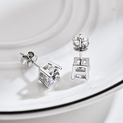 [OAK JURI]1.0 Carat Radiant Princess Cut Wedding Earrings