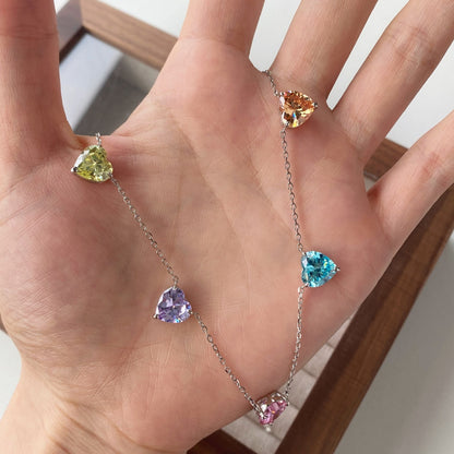[OAK JURI]Sparkling Colorful Heart Cut Necklace