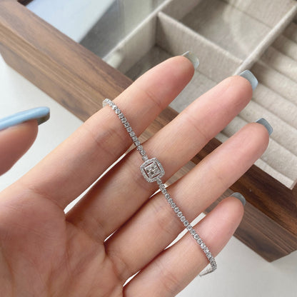 [OAK JURI]Luxurious Dazzling Square Shape Banquet Bracelet