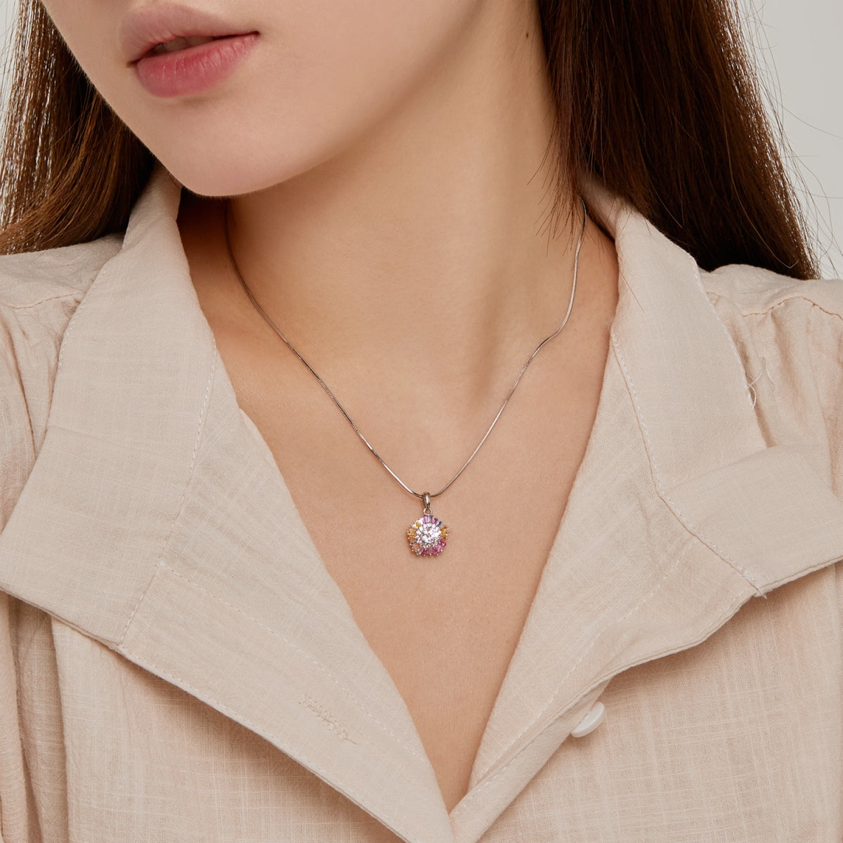 [OAK JURI]Charming Flower Colorful Necklace