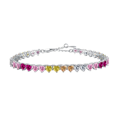 [OAK JURI]Luxurious Colorful Romantic Heart Shape Lover Bracelet
