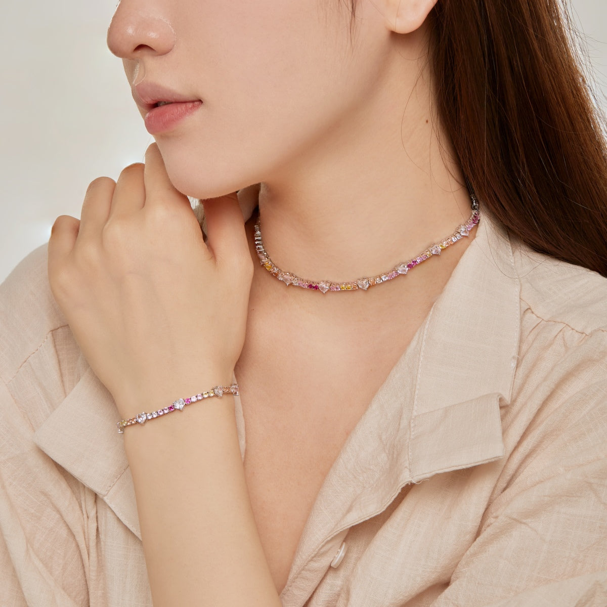 [OAK JURI]Delicate Romantic Heart Shape Lover Bracelet