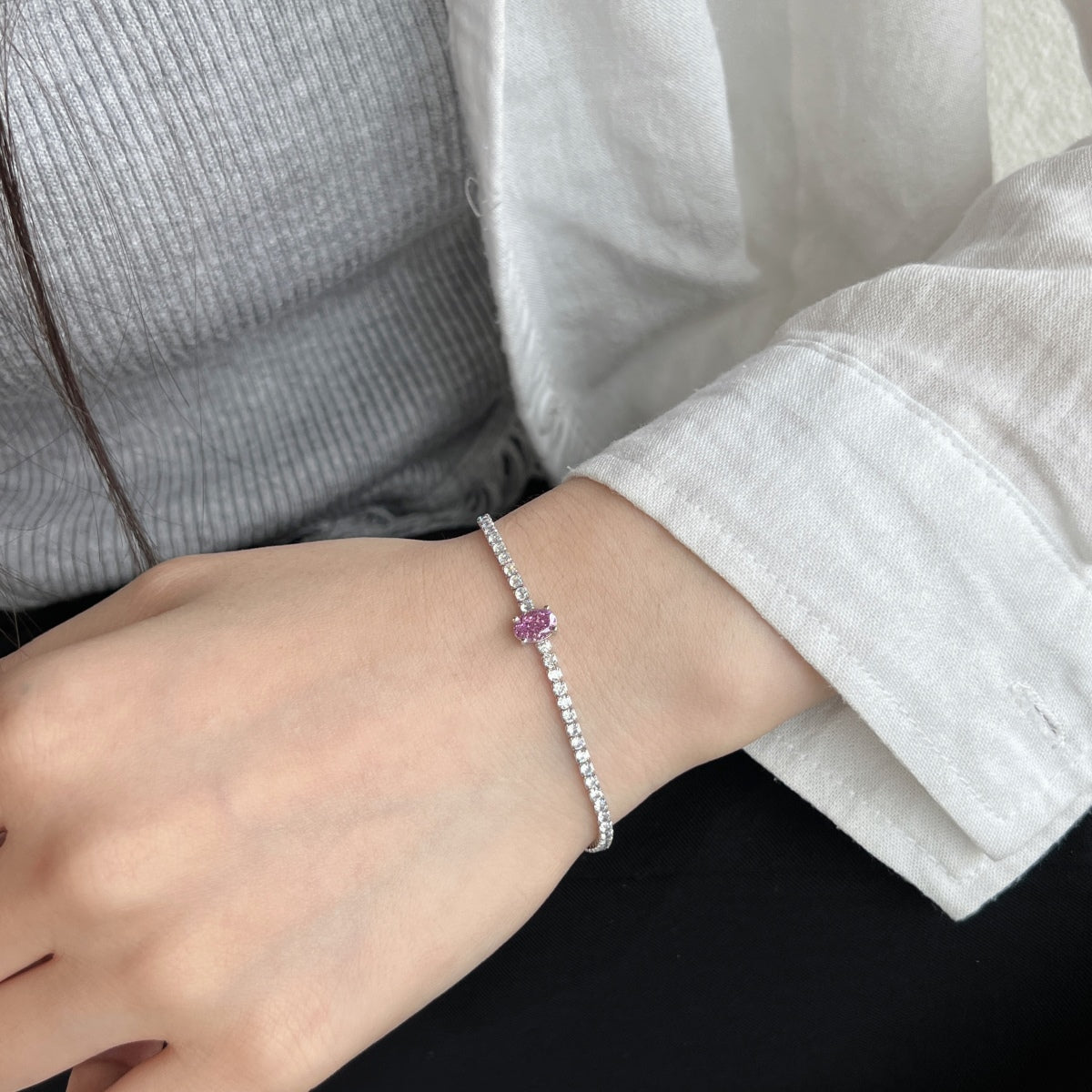 [OAK JURI]0.75 Carat Exquisite Oval Cut Daily Bracelet