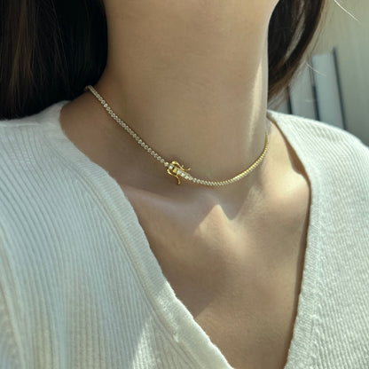 [OAK JURI]Delicate Round Shape Tennis Necklace
