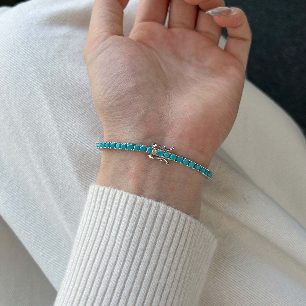 [OAK JURI]Dainty Charming Round Cut Tennis Bracelet